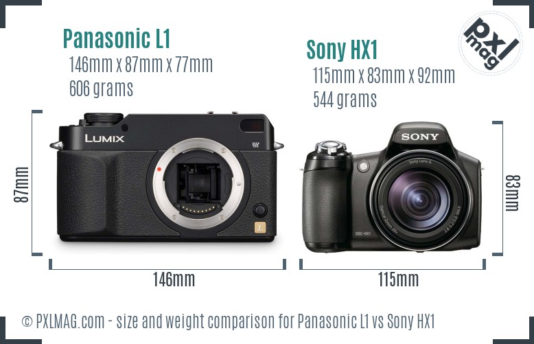 Panasonic L1 vs Sony HX1 size comparison