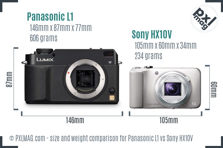 Panasonic L1 vs Sony HX10V size comparison