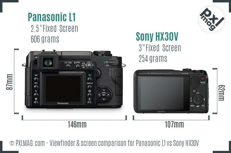 Panasonic L1 vs Sony HX30V Screen and Viewfinder comparison