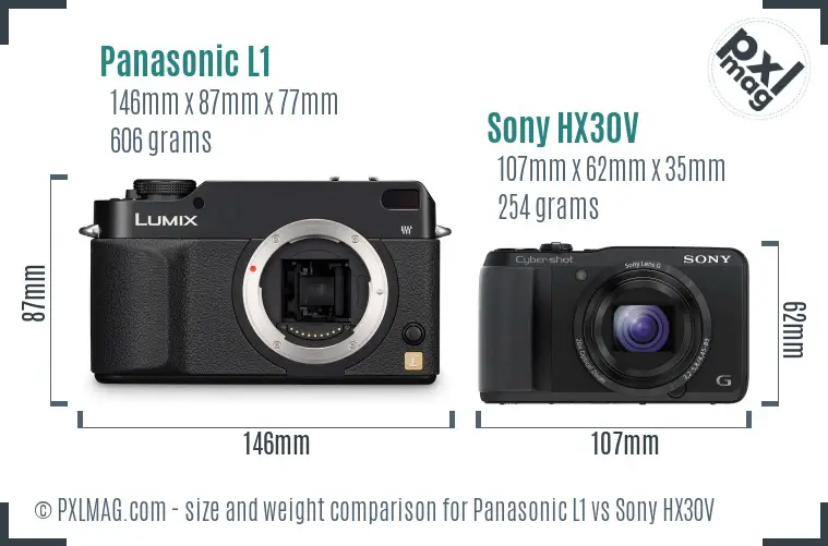 Panasonic L1 vs Sony HX30V size comparison