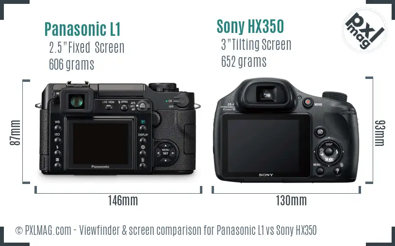 Panasonic L1 vs Sony HX350 Screen and Viewfinder comparison
