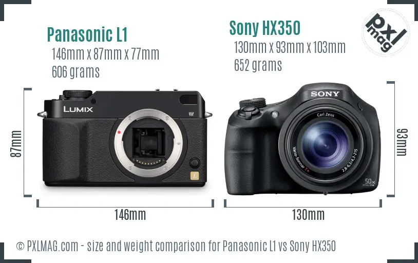 Panasonic L1 vs Sony HX350 size comparison