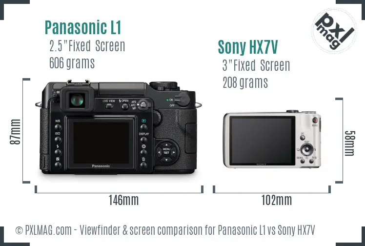 Panasonic L1 vs Sony HX7V Screen and Viewfinder comparison