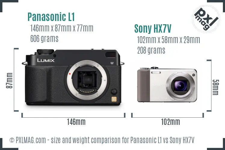 Panasonic L1 vs Sony HX7V size comparison