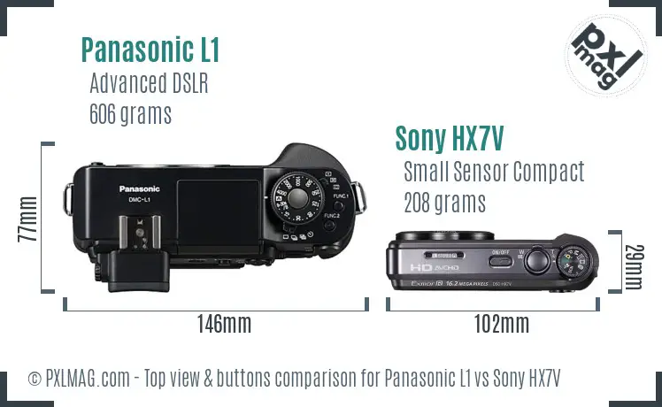 Panasonic L1 vs Sony HX7V top view buttons comparison