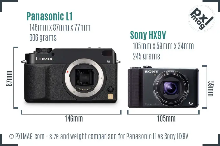 Panasonic L1 vs Sony HX9V size comparison Panasonic L1 vs Sony HX9V size comparison