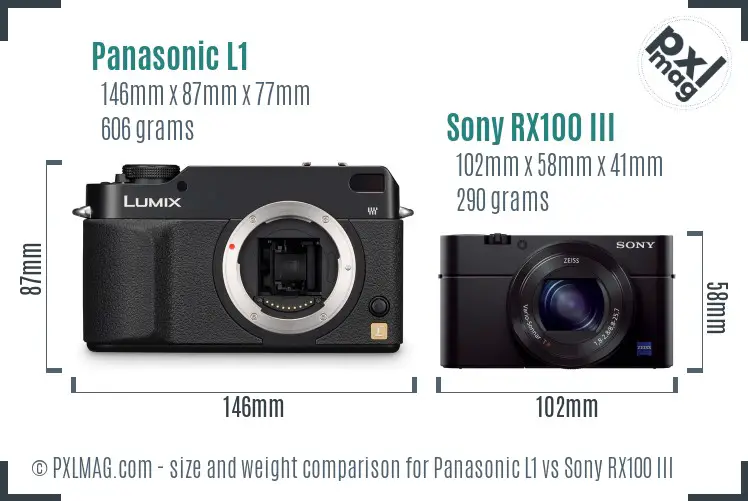 Panasonic L1 vs Sony RX100 III size comparison