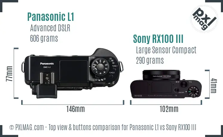 Panasonic L1 vs Sony RX100 III top view buttons comparison