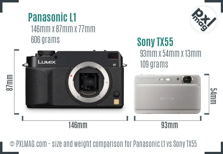 Panasonic L1 vs Sony TX55 size comparison