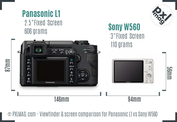 Panasonic L1 vs Sony W560 Screen and Viewfinder comparison Panasonic L1 vs Sony W560 Screen and Viewfinder comparison
