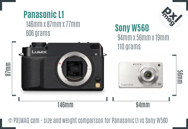 Panasonic L1 vs Sony W560 size comparison Panasonic L1 vs Sony W560 size comparison