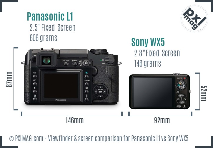Panasonic L1 vs Sony WX5 Screen and Viewfinder comparison