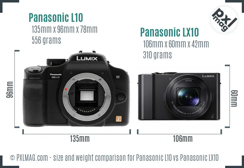 Panasonic L10 vs Panasonic LX10 size comparison
