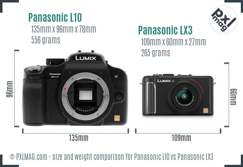 Panasonic L10 vs Panasonic LX3 size comparison