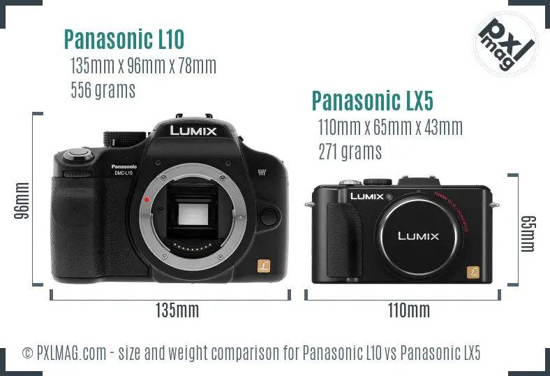 Panasonic L10 vs Panasonic LX5 size comparison