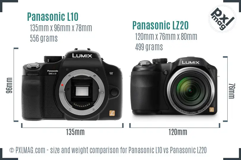 Panasonic L10 vs Panasonic LZ20 size comparison