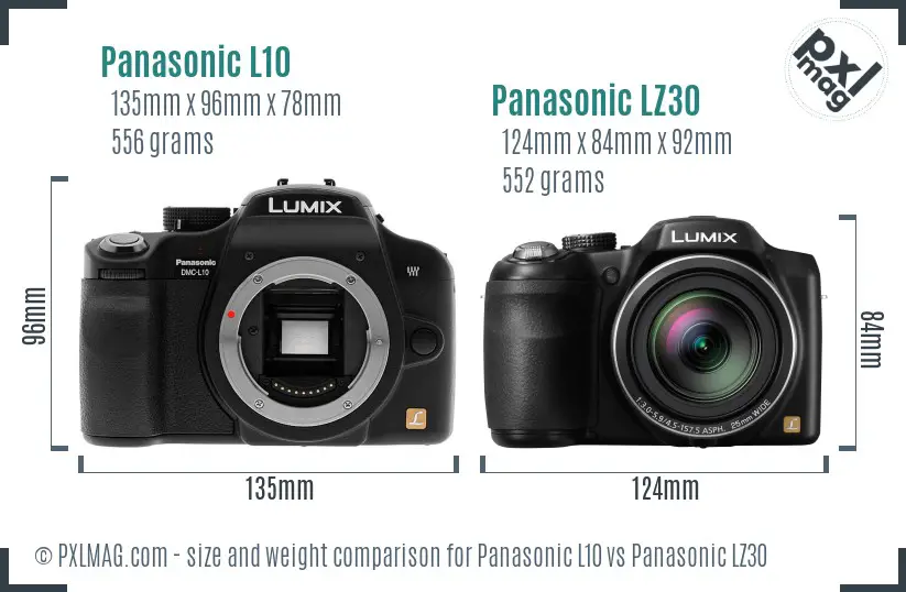 Panasonic L10 vs Panasonic LZ30 size comparison