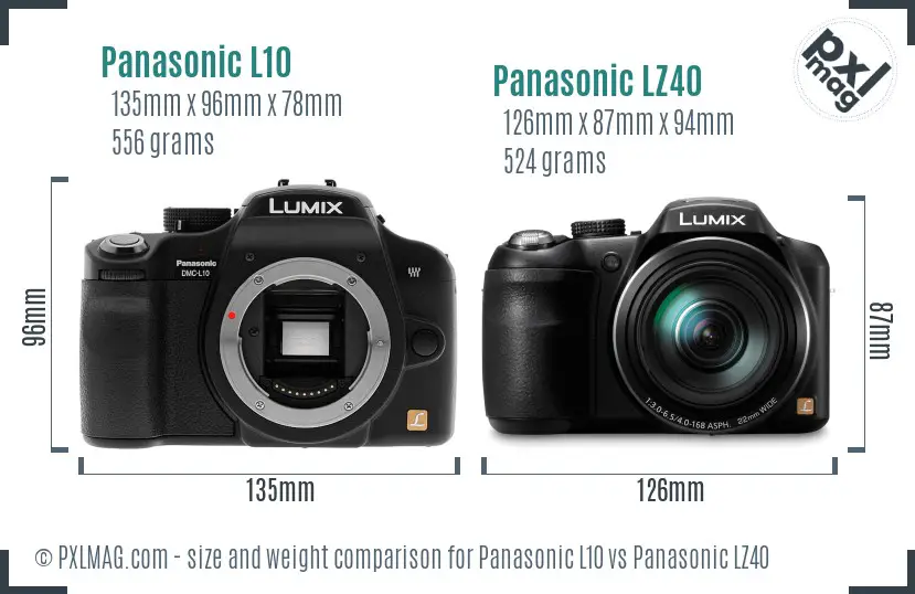 Panasonic L10 vs Panasonic LZ40 size comparison
