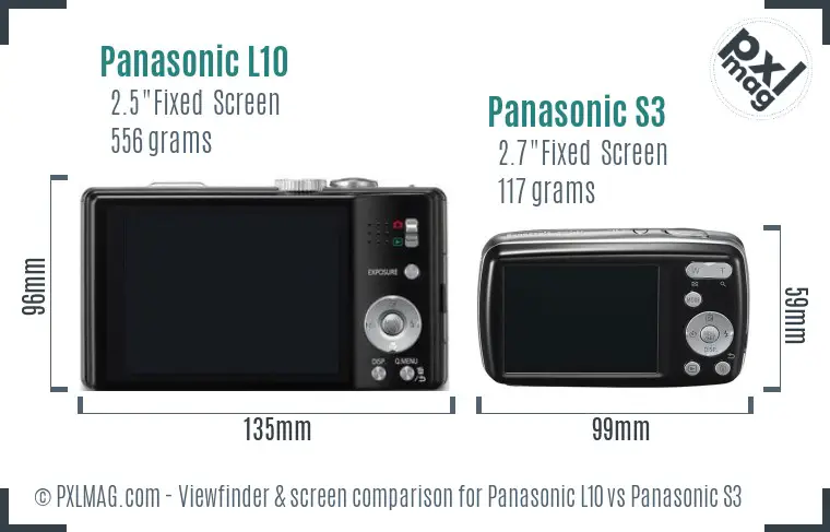 Panasonic L10 vs Panasonic S3 Screen and Viewfinder comparison