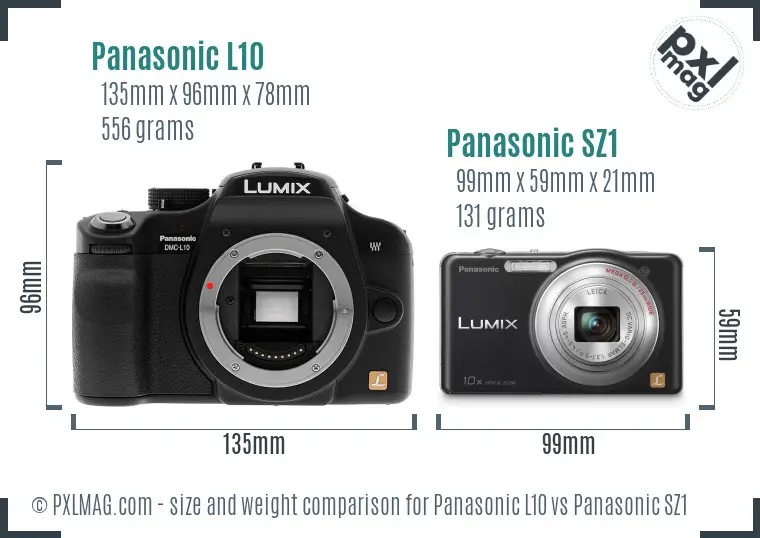 Panasonic L10 vs Panasonic SZ1 size comparison