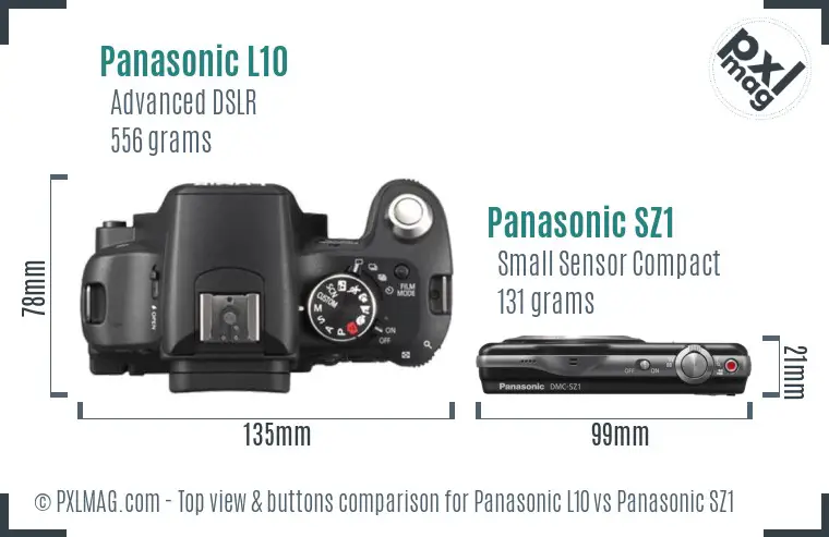 Panasonic L10 vs Panasonic SZ1 top view buttons comparison