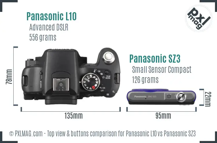 Panasonic L10 vs Panasonic SZ3 top view buttons comparison
