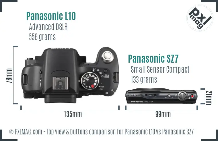 Panasonic L10 vs Panasonic SZ7 top view buttons comparison