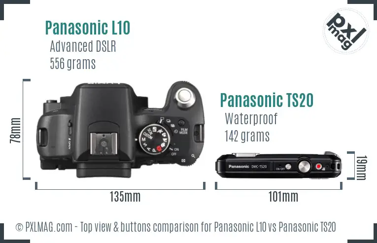 Panasonic L10 vs Panasonic TS20 top view buttons comparison
