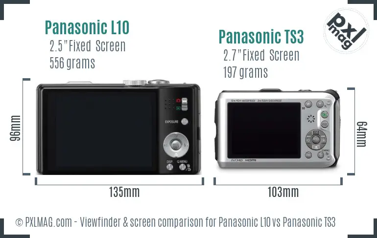 Panasonic L10 vs Panasonic TS3 Screen and Viewfinder comparison
