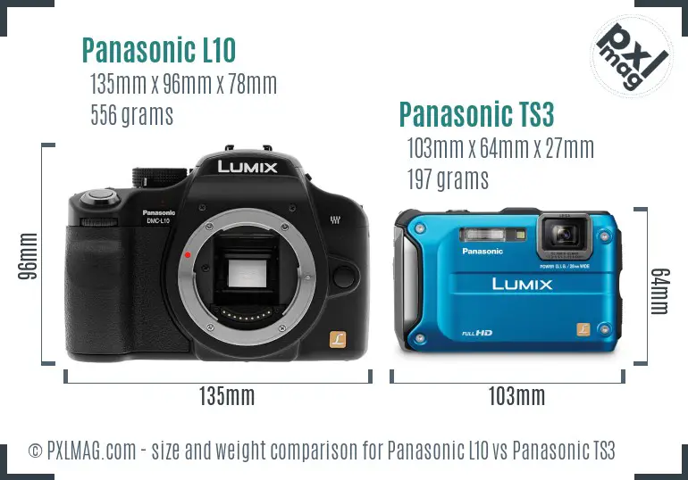 Panasonic L10 vs Panasonic TS3 size comparison