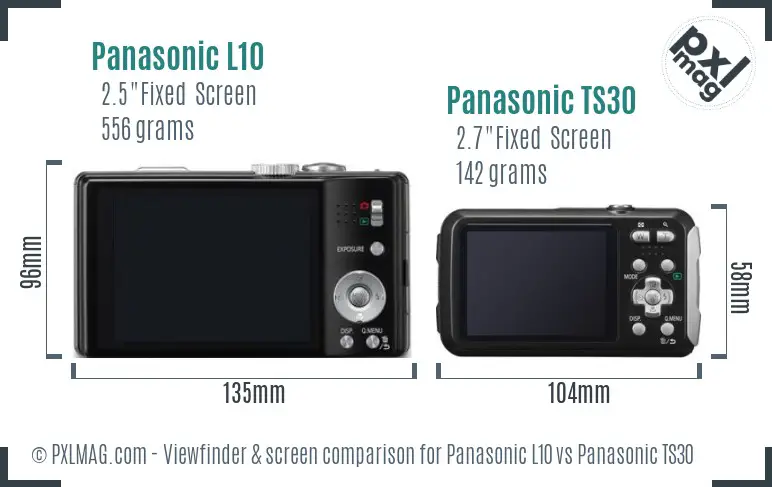 Panasonic L10 vs Panasonic TS30 Screen and Viewfinder comparison