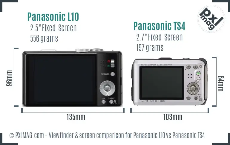Panasonic L10 vs Panasonic TS4 Screen and Viewfinder comparison