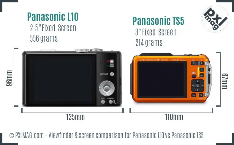 Panasonic L10 vs Panasonic TS5 Screen and Viewfinder comparison