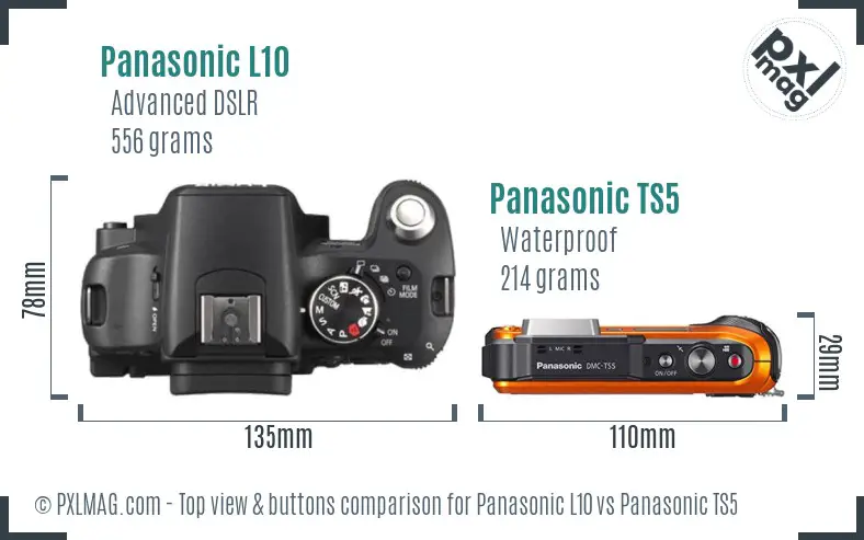 Panasonic L10 vs Panasonic TS5 top view buttons comparison