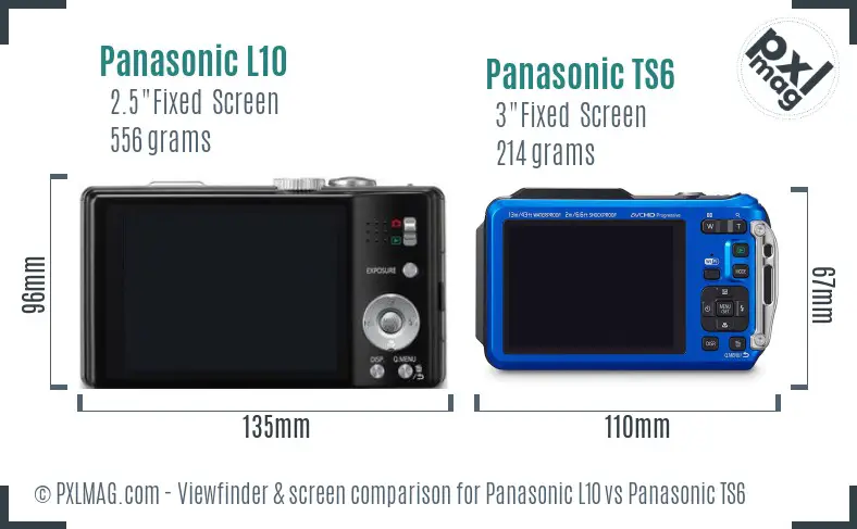 Panasonic L10 vs Panasonic TS6 Screen and Viewfinder comparison