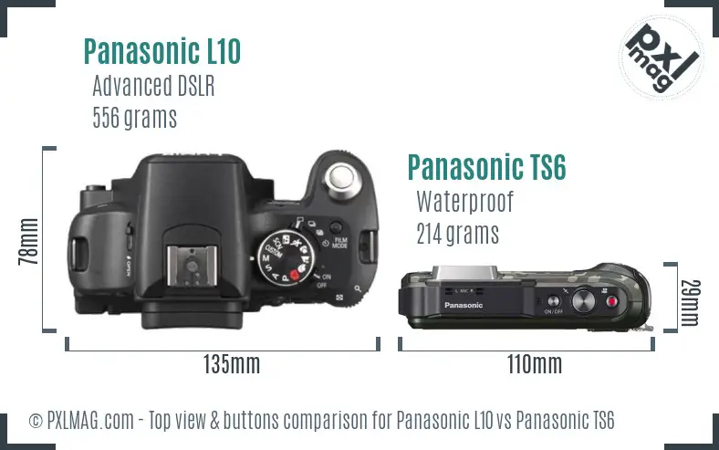 Panasonic L10 vs Panasonic TS6 top view buttons comparison