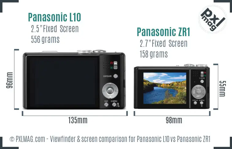 Panasonic L10 vs Panasonic ZR1 Screen and Viewfinder comparison