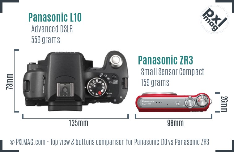 Panasonic L10 vs Panasonic ZR3 top view buttons comparison