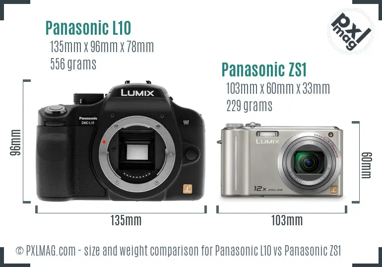 Panasonic L10 vs Panasonic ZS1 size comparison