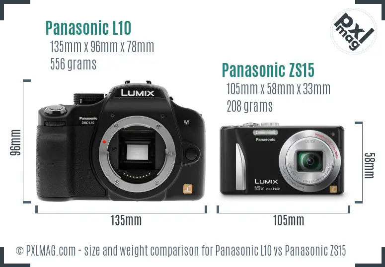 Panasonic L10 vs Panasonic ZS15 size comparison