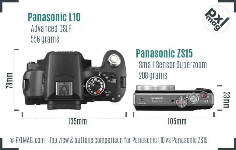 Panasonic L10 vs Panasonic ZS15 top view buttons comparison