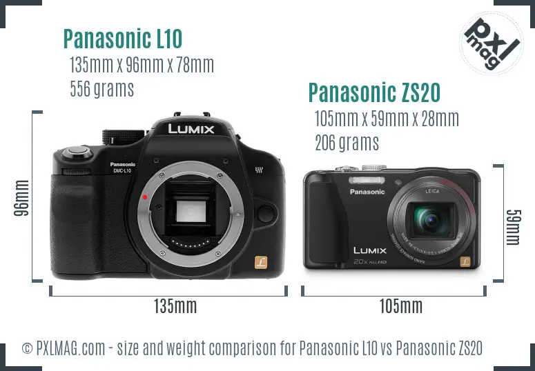 Panasonic L10 vs Panasonic ZS20 size comparison