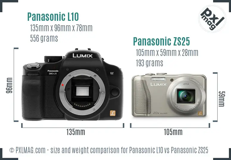 Panasonic L10 vs Panasonic ZS25 size comparison
