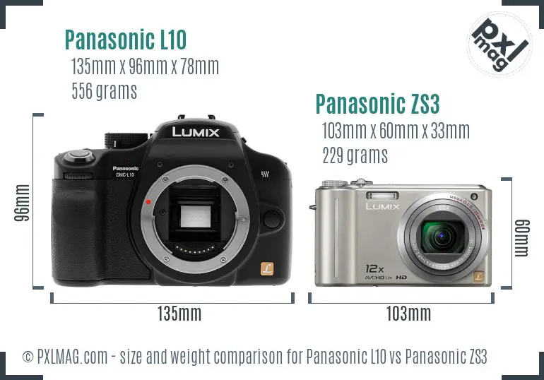 Panasonic L10 vs Panasonic ZS3 size comparison