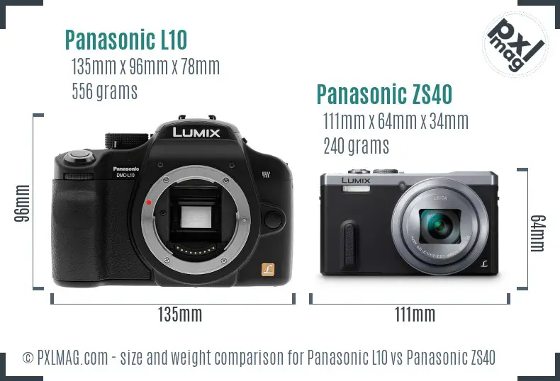 Panasonic L10 vs Panasonic ZS40 size comparison