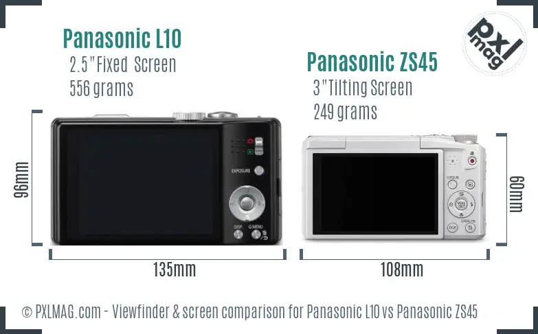 Panasonic L10 vs Panasonic ZS45 Screen and Viewfinder comparison