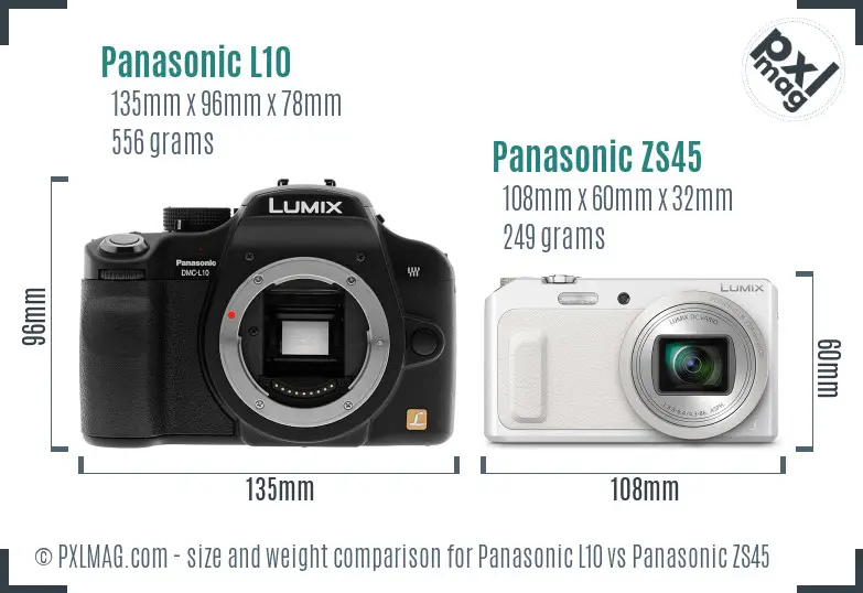 Panasonic L10 vs Panasonic ZS45 size comparison