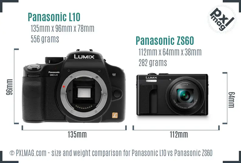 Panasonic L10 vs Panasonic ZS60 size comparison