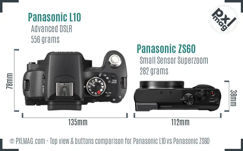 Panasonic L10 vs Panasonic ZS60 top view buttons comparison