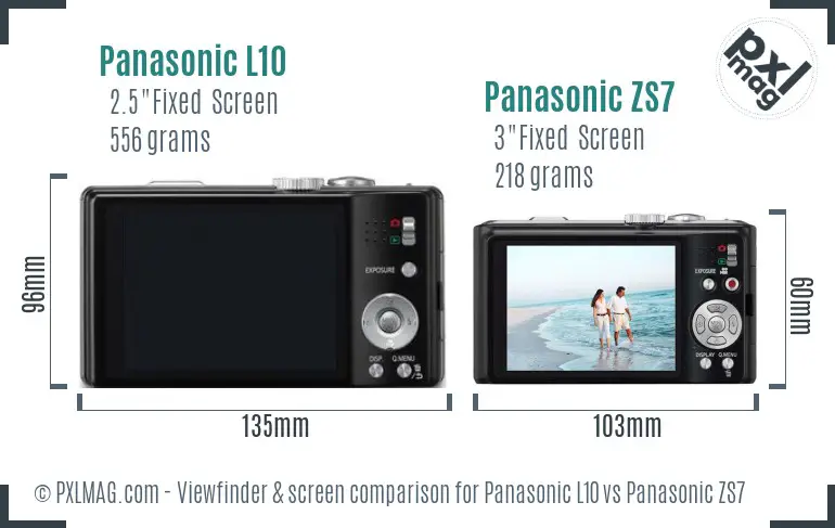 Panasonic L10 vs Panasonic ZS7 Screen and Viewfinder comparison